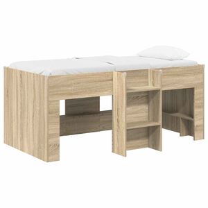 vidaXL Barnas H&oslash;ye Sengramme Sonoma eik 80 x 160 cm Konstruert tre