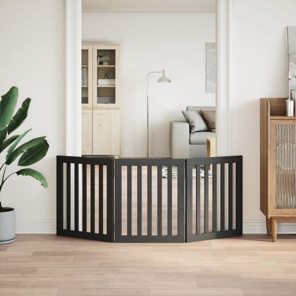 vidaXL Hundeport sammenleggbar 3 paneler svart 150 cm poppeltre
