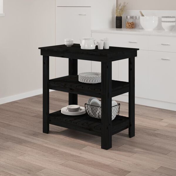 vidaXL Arbeidsbenk svart 78,5x50x80 cm heltre furu