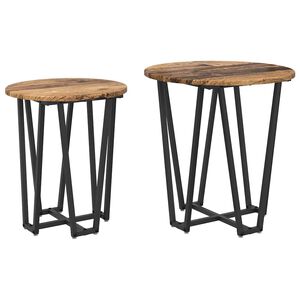 vidaXL Sidebordssett 2 stk. Gammel tre og svart 50 x 50 x 50,5 cm