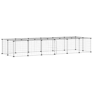 vidaXL Dyrebur 28 paneler med d&oslash;r svart 210x70x35 cm st&aring;l