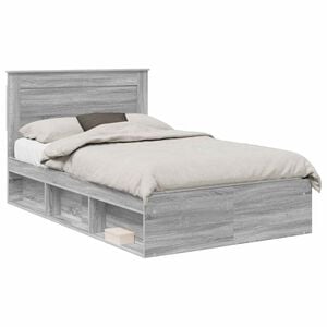 vidaXL Sengestamme med skuff Gr&aring; Sonoma 135 x 190 cm Massiv furu