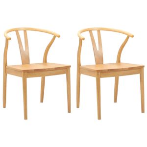 vidaXL Spisestuestol 2 stk. Solid Gummitre Naturlig 54,5 x 58 x 77 cm