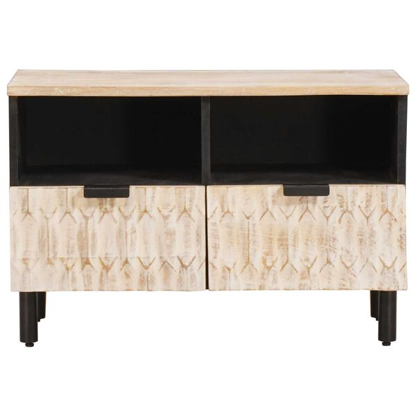 vidaXL TV-skap Hvit Vask Finish 70 x 33,5 x 46 cm Massiv mango tre