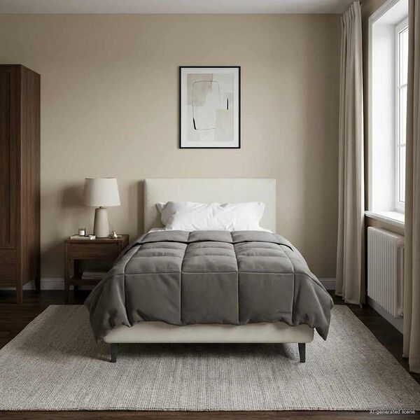 vidaXL Sommerdyne Quilted Lysegr&aring; 135 x 220 cm Mikrofiber