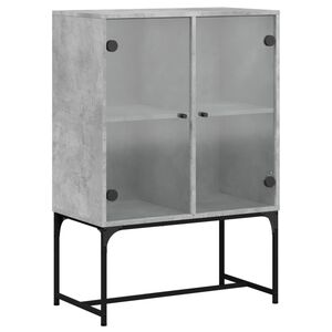 vidaXL Sideskap med glassd&oslash;rer betonggr&aring; 69x37x100 cm