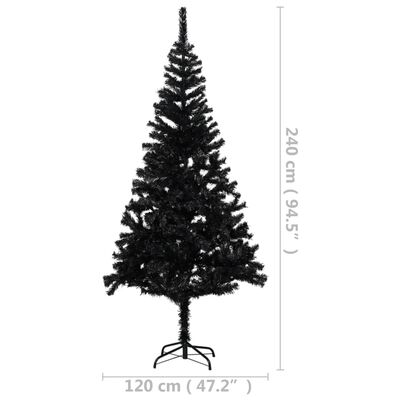 vidaXL Forhåndsbelyst kunstig juletre med stativ svart 240 cm PVC