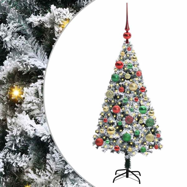 vidaXL Kunstig juletre med 150 LED grønn 120 cm PVC og Stål og Plast