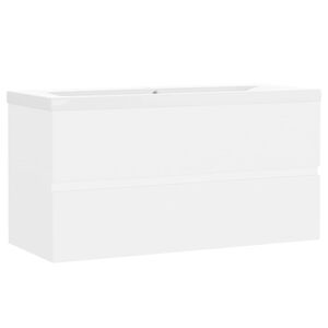 vidaXL Servantskap med innebygd vask hvit konstruert tre