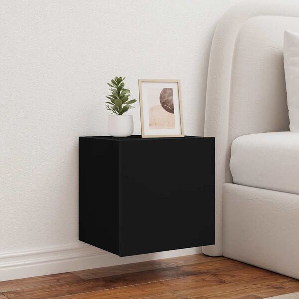 vidaXL Vegghengt TV-benk med LED svart 40,5x35x40 cm