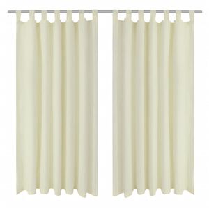 2stk Krem Micro-Sateng Gardiner med Sl&oslash;yfer 140 x 245 cm