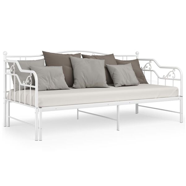 vidaXL Uttrekkbar ramme til sovesofa hvit metall 90x200 cm