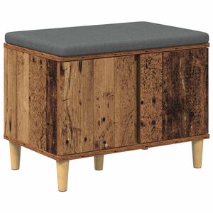 vidaXL Gangbenk med pute med lagring Gammelt tre 60 x 38 x 46 cm