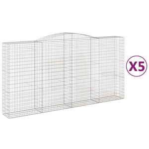 vidaXL Gabionkurver buede 5 stk 400x50x200/220 cm galvanisert jern