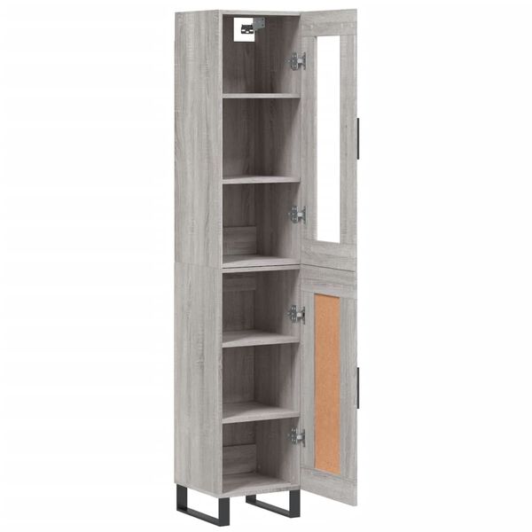 vidaXL Highboard gr&aring; sonoma 34,5x34x180 cm konstruert tre