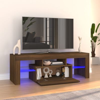 vidaXL TV-benk med LED-lys brun eik 120x35x40 cm