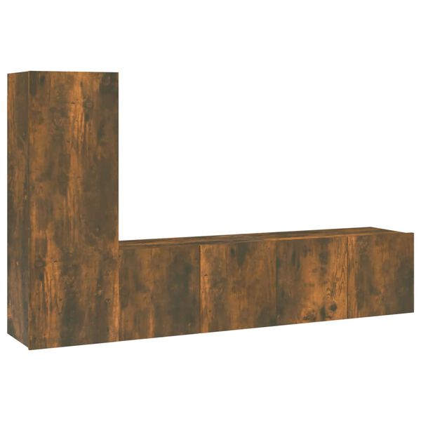 vidaXL TV-skapsett 3 deler r&oslash;kt eik konstruert tre