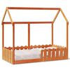 vidaXL Barneseng med tak voksbrun 80x160 cm heltre furu