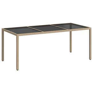 vidaXL Hagebord 190x90x75 cm herdet glass og polyrotting beige