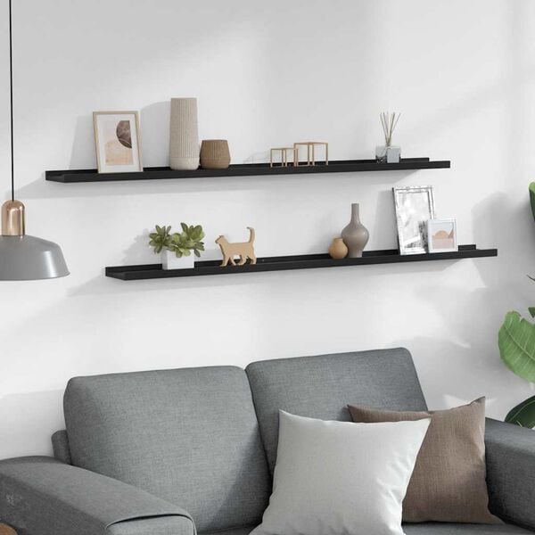 vidaXL Vegghyller 2 stk svart 115x9x3 cm