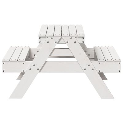 vidaXL Piknikbord for barn hvit 88x97x52 cm heltre furu