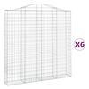 vidaXL Gabionkurver buede 6 stk 200x30x200/220 cm galvanisert jern
