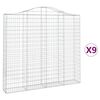 vidaXL Gabionkurver buede 9 stk 200x30x180/200 cm galvanisert jern