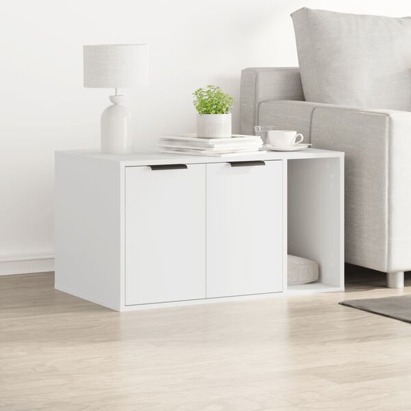 vidaXL Skap til kattetoalett hvit 80x50x45 cm konstruert tre