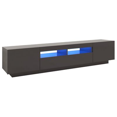 vidaXL TV-benk med LED-lys høyglans grå 200x35x40 cm