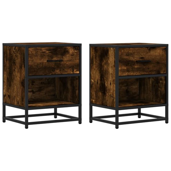 vidaXL Nattbord 2 stk røkt eik 40x31x50 cm konstruert tre