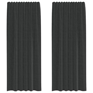 vidaXL Voile gardiner med stanglommer 2 stk svart