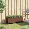 vidaXL Plantekasse med hjul og 3 potter brun 107x32x38 cm polyrotting