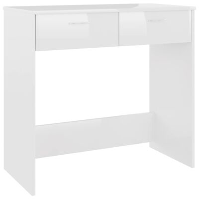 vidaXL Skrivebord høyglans hvit 80x40x75 cm sponplate