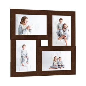 vidaXL Fotorammekollasj for 4x(13x18 cm) bilde m&oslash;rkebrun MDF