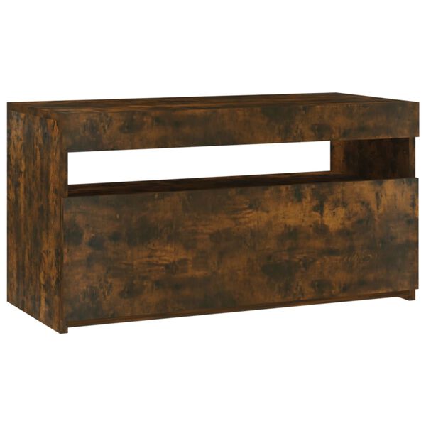 vidaXL TV-benk med LED-lys røkt eik 75x35x40 cm