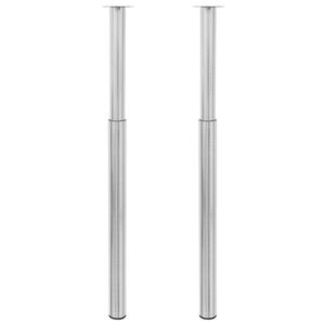 2 teleskopiske Bordben rustfritt st&aring;l 710 mm-1100 mm