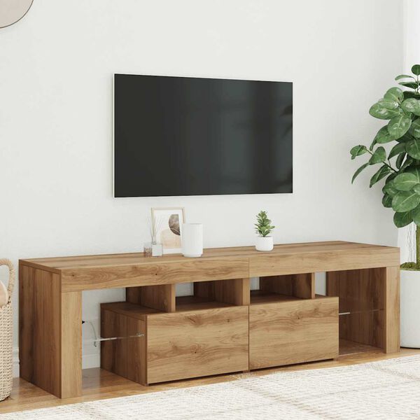 vidaXL TV-benk med LED-lys artisan eik 140x36,5x40 cm konstruert tre