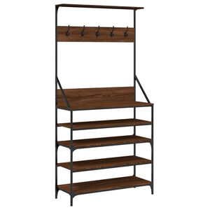 vidaXL Klesstativ med skooppbevaring brun eik 90x34x184 cm