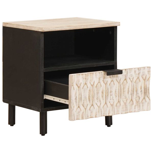 vidaXL Nattbordskap med skuff Hvit 40 x 33 x 46 cm Massiv mango tre