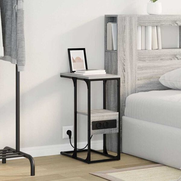 vidaXL Nattbordskap Gr&aring; sonoma 41.5 x 26 x 60.5 cm Konstruert tre