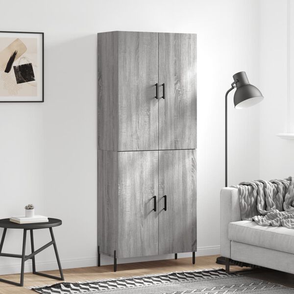 vidaXL Highboard gr&aring; sonoma 69,5x34x180 cm konstruert tre