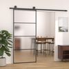 vidaXL Skyvedør frostet ESG-glass og aluminium 90x205 cm svart