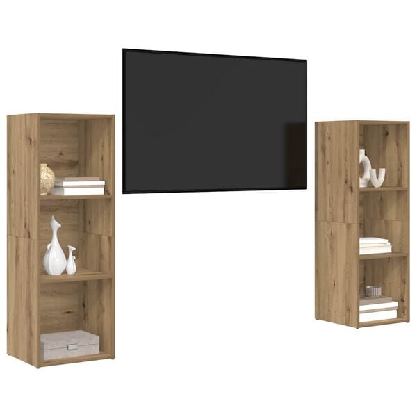 vidaXL TV-benksett 2 pcs Artisan Eik 107 x 35 x 37 cm Konstruert tre