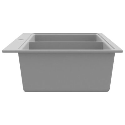 vidaXL Kjøkkenvask dobbel kum grå granitt