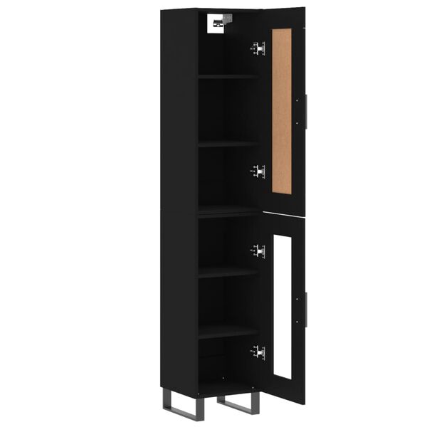 vidaXL Highboard svart 34,5x34x180 cm konstruert tre