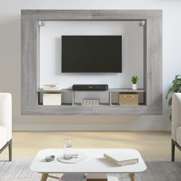vidaXL TV-benk gr&aring; sonoma 152x22x113 cm konstruert tre