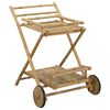 vidaXL Serveringsvogn med hjul Naturlig 79 x 67,5 x 84 cm Bambus