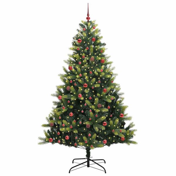 vidaXL Kunstig leddet juletre med 300 LED-lamper gr&oslash;nn 210 cm