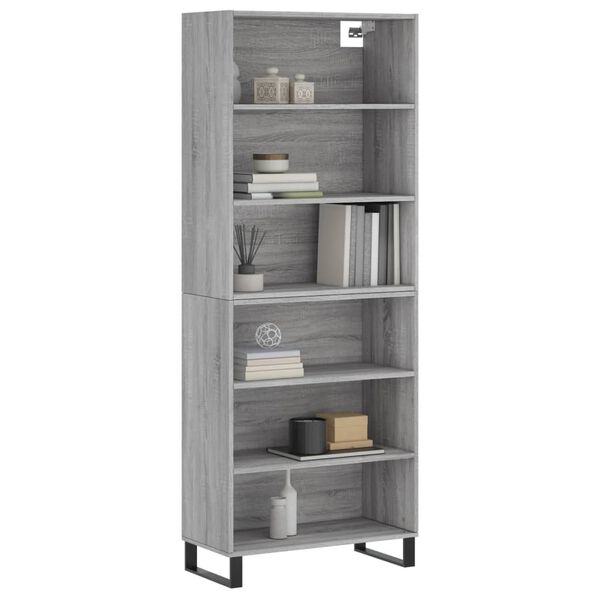 vidaXL Highboard gr&aring; sonoma 69,5x32,5x180 cm konstruert tre