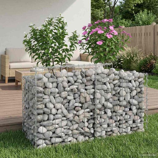vidaXL Gabion hevet seng s&oslash;lv 100 x 50 x 60 cm Galvanisert St&aring;l